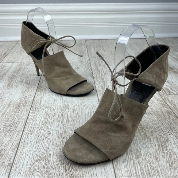 Alexander Wang 40 suede leather tie up nude tan heels sandals - Picture 1 of 4
